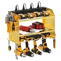 CCCEI Modular Power Tool Organizer Wall Mount with Charging Station. Garage Drill Storage Shelf with Hooks, Heavy Duty Rack, Tool Battery Holder Built in 8 Outlet. Gift for Men. Glod, 1 Pack.