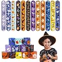 CCINEE 48pcs Halloween Slap Bracelets,Kids Snap Bracelet Wristbands with Assorted Bulk Pumpkin Zombie Skull Ghost Witches for Trick or Treat Gift Bag Filler Party Favors Toy Supplies