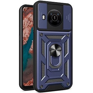 ccsmall case for nokia c30 with slide camera cover heavy duty military grade protection phone case built-in 360 rotate ring stand for nokia c30 sj blue
