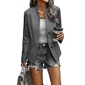 CCTOO Women's Coat Casual Open Front Blazer Long Sleeve Stand Collar Solid Trench Business Work Office Jacket Outwear
