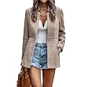 CCTOO Women's Coat Casual Open Front Blazer Long Sleeve Stand Collar Solid Trench Business Work Office Jacket Outwear