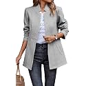 CCTOO Women's Coat Casual Open Front Blazer Long Sleeve Stand Collar Solid Trench Business Work Office Jacket Outwear