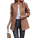 CCTOO Women's Coat Casual Open Front Blazer Long Sleeve Stand Collar Solid Trench Business Work Office Jacket Outwear