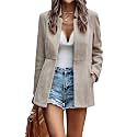 CCTOO Women's Coat Casual Open Front Blazer Long Sleeve Stand Collar Solid Trench Business Work Office Jacket Outwear