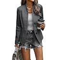 CCTOO Women's Coat Casual Open Front Blazer Long Sleeve Stand Collar Solid Trench Business Work Office Jacket Outwear