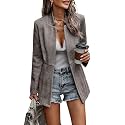 CCTOO Women's Coat Casual Open Front Blazer Long Sleeve Stand Collar Solid Trench Business Work Office Jacket Outwear