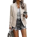 CCTOO Women's Coat Casual Open Front Blazer Long Sleeve Stand Collar Solid Trench Business Work Office Jacket Outwear