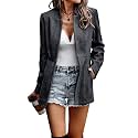 CCTOO Women's Coat Casual Open Front Blazer Long Sleeve Stand Collar Solid Trench Business Work Office Jacket Outwear