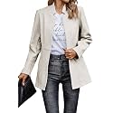 CCTOO Women's Coat Casual Open Front Blazer Long Sleeve Stand Collar Solid Trench Business Work Office Jacket Outwear
