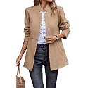 CCTOO Women's Coat Casual Open Front Blazer Long Sleeve Stand Collar Solid Trench Business Work Office Jacket Outwear