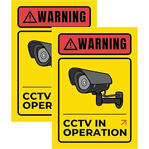 cctv in operation sign sticker board 205 x 145 cm  peel amp stick or screw fixing  waterproof security warning sign  pack of 2 cctv monitoring medium -205 x 145 cm