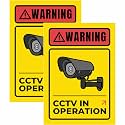 CCTV In Operation Sign Sticker Board 20.5 x 14.5 CM | Peel &amp; Stick or Screw Fixing | Waterproof Security Warning Sign | Pack of 2 (CCTV Monitoring, Medium -20.5 x 14.5 CM)