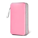 CD Case DVD Storage,100 Capacity DVD Cases Holder CD Storage Case Holders Plastic CD DVD Disc Case Storage Wallet Binder for Car Home Office Travel (1P Pink)