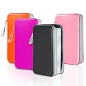 CD Case DVD Storage 4 Pack,100 Capacity DVD Cases Holder CD Storage Case Holders Plastic CD DVD Disc Case Storage Wallet Binder for Car Home Office Travel (Black+Purple+Orange+Pink)
