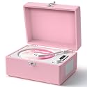 CD Player Portable Bluetooth, Pink CD Player Leather for Home Music Player, Rechargeable Battery &amp; Built-in Speakers, USB &amp; AUX Playback, Vintage CD Stereo for Home Decor Gift(Light Pink)
