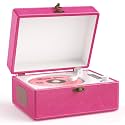 Portable Bluetooth CD Player with Built-in Speakers, Time Music Box, Pink Retro CD Player with LED Display, Rechargeable Battery, USB &amp; AUX Playback, Vintage CD Stereo for Home Decor Gift(Hot Pink)