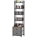 CD Storage Rack with Drawer, 5-Tier Media Storage Shelf