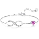 CDE 925 Sterling Silver Infinity Birthstone Bracelet Jewelry Gift for Women