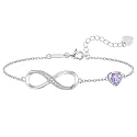 CDE 925 Sterling Silver Infinity Birthstone Bracelet Jewelry Gift for Women