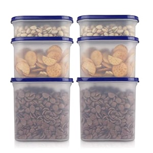 cutting edge anti-bacterial modular container blue lid set of 6