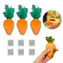 CECE PAW 4 Pack Cat Carrot Feather Toy, Catnip Refillable Toys, Cat Kicker Toy with Treat Pockets and 6 Catnip Pouches