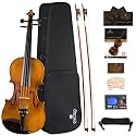 Cecilio CVN-500 Solidwood Ebony Fitted Violin with D'Addario Prelude Strings Size 4/4 (Full Size)