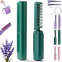 Cedar and Ash Ceramic Hairdressing Comb, Ceramic Hairdressing Comb, Mini Straightening Comb, Smooth, Frizz-Free Hair Anytime, Anywhere, 3 Heat Settings,USB Rechargeable,Cordless Fast Heat (Green)