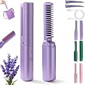 Cedar and Ash Ceramic Hairdressing Comb, Ceramic Hairdressing Comb, Mini Straightening Comb, Smooth, Frizz-Free Hair Anytime, Anywhere, 3 Heat Settings,USB Rechargeable,Cordless Fast Heat (Purple)