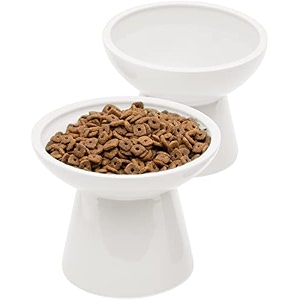 ceefu 2-pack elevated ceramic cat bowls extra wide for food amp water