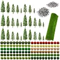 Ceenna 143 Pcs Miniature Model Trees Diorama Trees Mixed Model Flower Grass