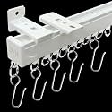 Ceiling Curtain Track kit 15FT Ceiling Curtain Track or Wall White Curtain Rail Room Divider Ceiling Track Set with Hooks Suitable for Living Room Bedroom Bathroom