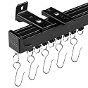 Ceiling Curtain Track Room Divider Curtain Rods Track with Hooks Ceiling Mounted Curtain Rail Black Suitable for Living Room Bedroom Bathroom (12FT)