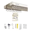 Ceiling Curtain Track Set - Dual Track Ceiling & Wall Mount 3ft-6ft, Heavy-Duty Double Track Rails with Silent Slides, Room Divider Double Track System, Includes Hooks/Clips/Brackets, White