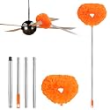 Ceiling Fan Cleaner Duster Reusable Microfiber Ceiling Fan Blade Cleaner Removable Duster with Extension Pole Adjusts 13 to 49.7 Inch for Cleaning Walls Bookshelves Furniture Door Window Top (Orange)