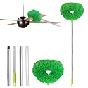Ceiling Fan Cleaner Duster Reusable Microfiber Ceiling Fan Blade Cleaner Removable Duster with Extension Pole Adjusts 13 to 49.7 Inch for Cleaning Walls Bookshelves Furniture Door Window Top (Green)