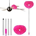 Ceiling Fan Cleaner Duster Reusable Microfiber Ceiling Fan Blade Cleaner Removable Duster with Extension Pole Adjusts 13 to 49.7 Inch for Cleaning Walls Bookshelves Furniture Door Window Top (Rosy)