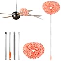 Ceiling Fan Cleaner Duster Reusable Microfiber Ceiling Fan Blade Cleaner Removable Duster with Extension Pole Adjusts 13 to 49.7 Inch for Cleaning Walls Furniture Door Window Top (Orange White)