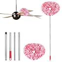 Ceiling Fan Cleaner Duster Reusable Microfiber Ceiling Fan Blade Cleaner Removable Duster with Extension Pole Adjusts 13 to 49.7 Inch for Cleaning Walls Furniture Door Window Top (Red White)