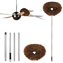 Ceiling Fan Cleaner Duster Reusable Microfiber Ceiling Fan Blade Cleaner Removable Duster with Extension Pole Adjusts 13 to 49.7 Inch for Cleaning Walls Bookshelves Furniture Door Window Top (Brown)