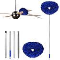 Ceiling Fan Cleaner Duster Reusable Microfiber Ceiling Fan Blade Cleaner Removable Duster with Extension Pole Adjusts 13 to 49.7 Inch for Cleaning Walls Furniture Door Window Top (Dark Blue)