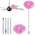 Ceiling Fan Cleaner Duster Reusable Microfiber Ceiling Fan Blade Cleaner Removable Duster with Extension Pole Adjusts 13 to 49.7 Inch for Cleaning Walls Furniture Door Window Top (Rosy White)