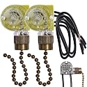 Ceiling Fan Light Switch Zing Ear ZE-109 2-Wire with Pull Cords, 2-Pack
