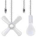Ceiling Fan Pull Chain,Ceiling Fan Cords Ceiling Fan Chain Pulls with 2PCS 12inch Beaded Ball Extension Chains for Celing Fan Light and Wall Lamps, Cabinet Light (Light Bulb and Fan Shape), White