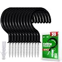 20 Pcs Ceiling Hooks for Hanging Plants 2 Inches Black Vinyl Coated