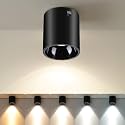 Ceiling Spot Lights Indoor 5-Color Dimmable Flush Mount Black Cylinder Down Light Modern LED Ceiling Light for Living Room Hallway Kitchen Dining Room Foyer