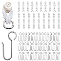 Ceiling and Wall Curtain Track Room Divider Curtain Rods Heavy Duty Curtain Rail Suitable for Living Room Bedroom Bathroom Dedicated Pulleys and S-hooks White (48 Sets)