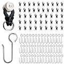 Ceiling and Wall Curtain Track Room Divider Curtain Rods Heavy Duty Curtain Rail Suitable for Living Room Bedroom Bathroom Dedicated Pulleys and S-hooks Black (48 Sets)