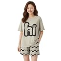 Celary Korean Womens Pyjama SetCute Printed T-Shirt