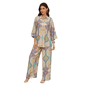Celary Printed Co-Ord Set for WomenStylish Shirt