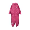 CeLaVi European Kids Rain Suit for Boys Girls with Detachable Hood, Waterproof 2 Pcs Rain Jacket w/Pants or Dungarees